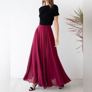 Chicwish Wine Red Maxi Skirt